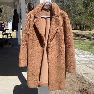 UNIQLO long Beige Coat fleece lined small